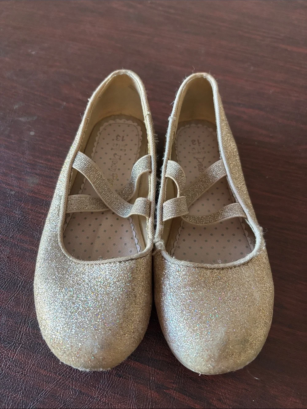 Dream Pairs Girls Glitter Mary Jane Flats in Gold